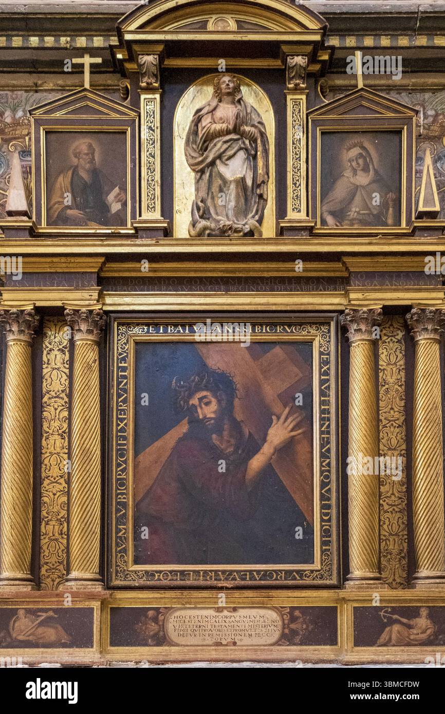 Seigneur portant la Croix, école italienne, XVIe siècle, collégiale Santa Maria del Mercado, gothique-Renaissance, Berlanga de Duero, Soria, CA Banque D'Images