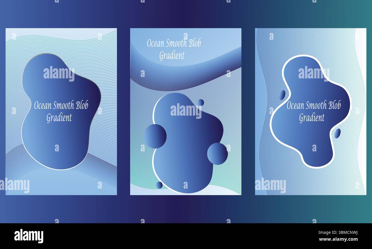Collection de fond de gradient d'énergie océanique avec Smooth Blob – affiche abstraite de technologie minimale Illustration de Vecteur