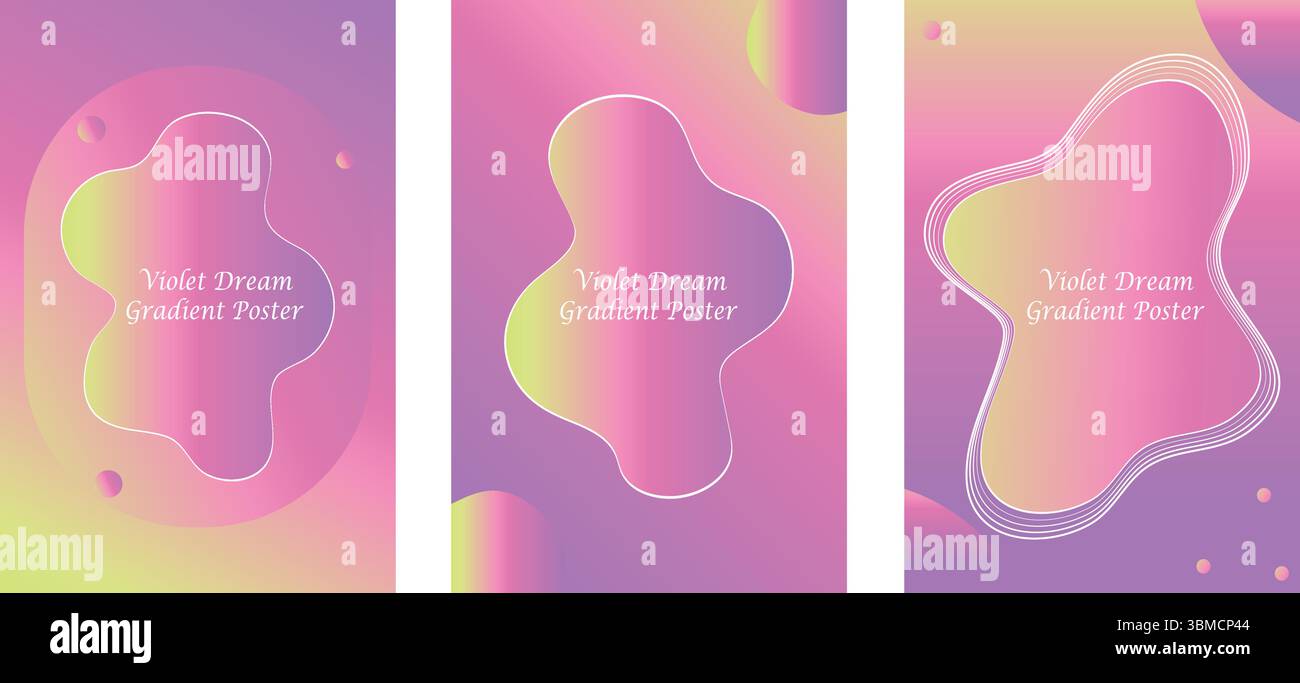 Collection de Violet Dream gradient Poster avec Fluid Blob Shape – Design esthétique abstrait minimal. Illustration de Vecteur