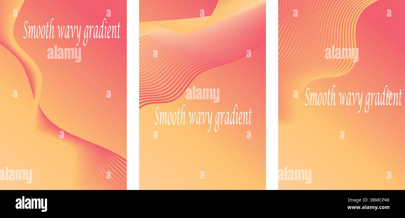 Collection de fond abstrait Wavy Line avec Sunset Glow gradient – Design estival moderne. Illustration de Vecteur
