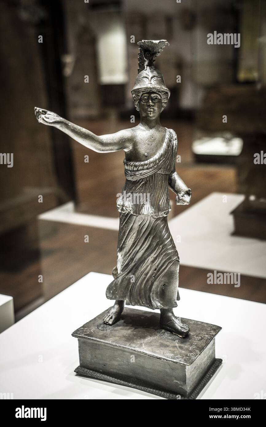 Statuette d'Athéna, IIe siècle, bronze, Kirilometdievo, Musée archéologique national bulgare, Sofia, République de Bulgarie Banque D'Images