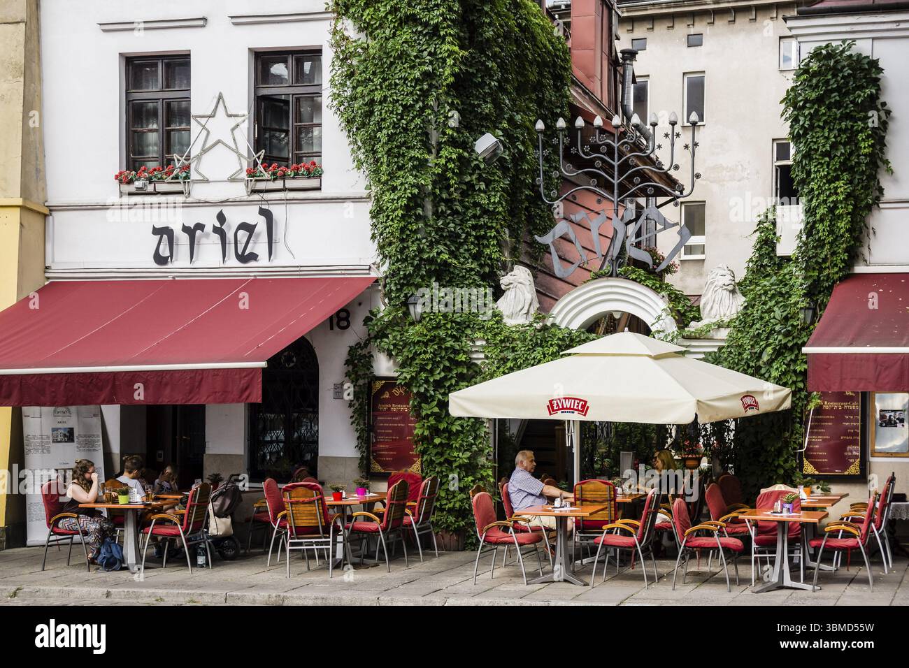 Restaurant dans la ville médiévale de Kazimierz, centre historique des Juifs, Cracovie, Pologne, europe de l'est, Europe Banque D'Images