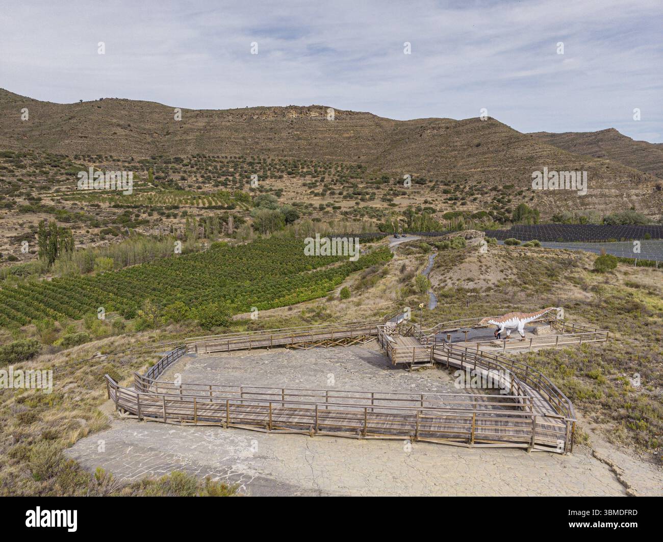 Traces de dinosaures, dépôt des Ichnites de l'ère Peladillo, Igea, la Rioja, Espagne, Europe Banque D'Images