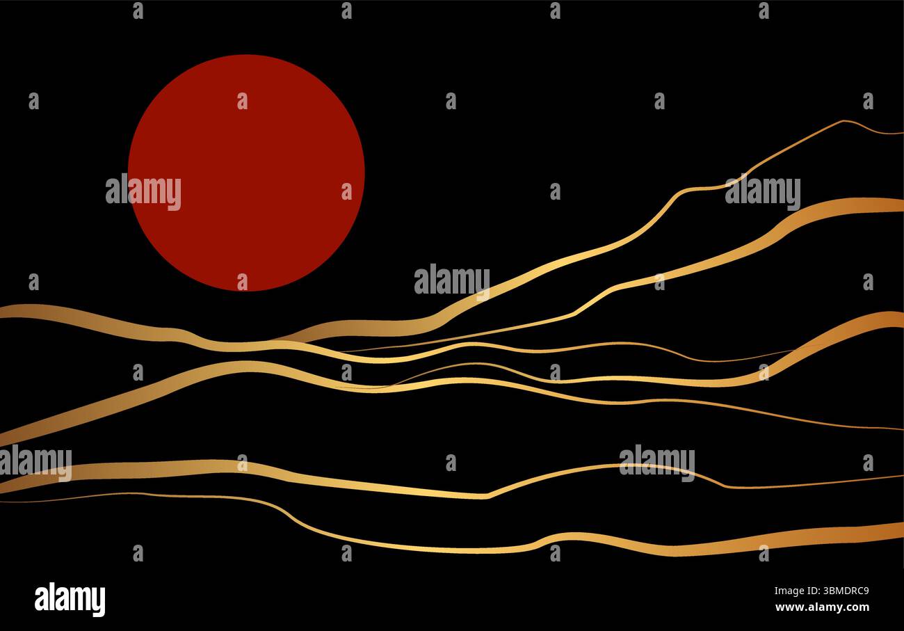 imprimé artistique moderne et minimaliste. Paysages esthétiques contemporains abstraits. Avec Mountain Illustration de Vecteur