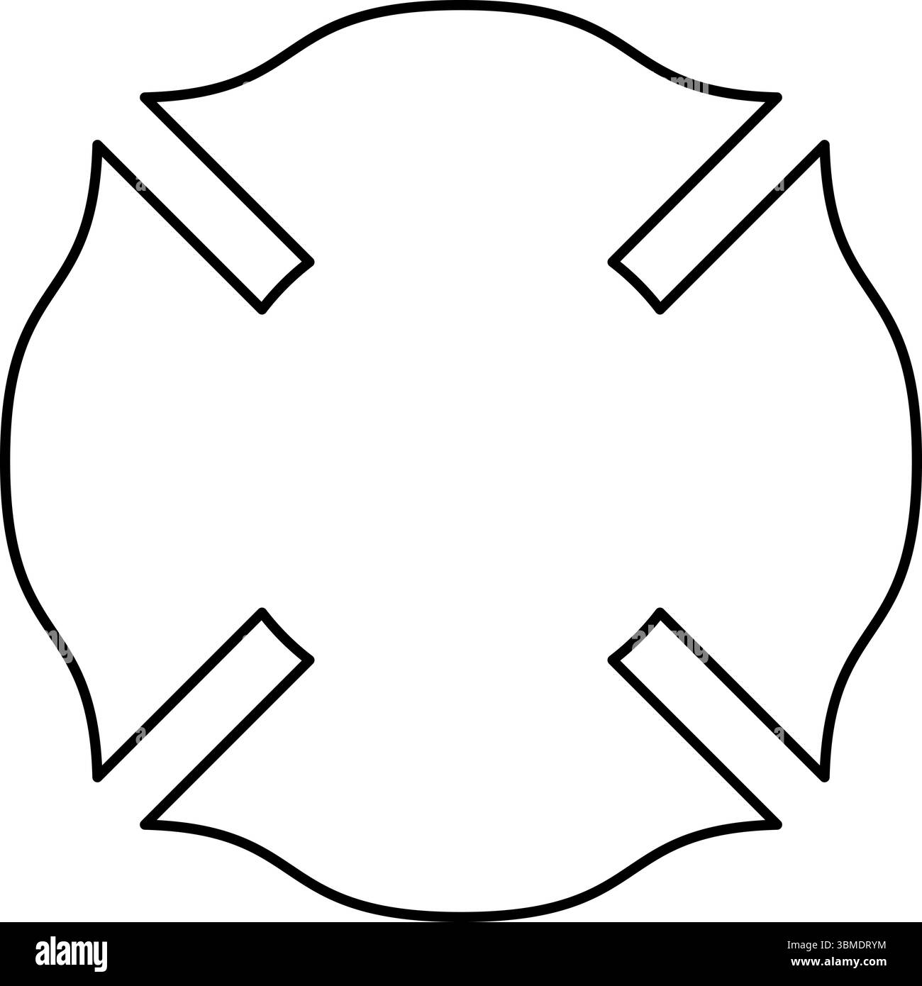 Pompier Cross Malte emblème pompier Department contour contour line icône noir illustration vectorielle image mince plat style simple Illustration de Vecteur