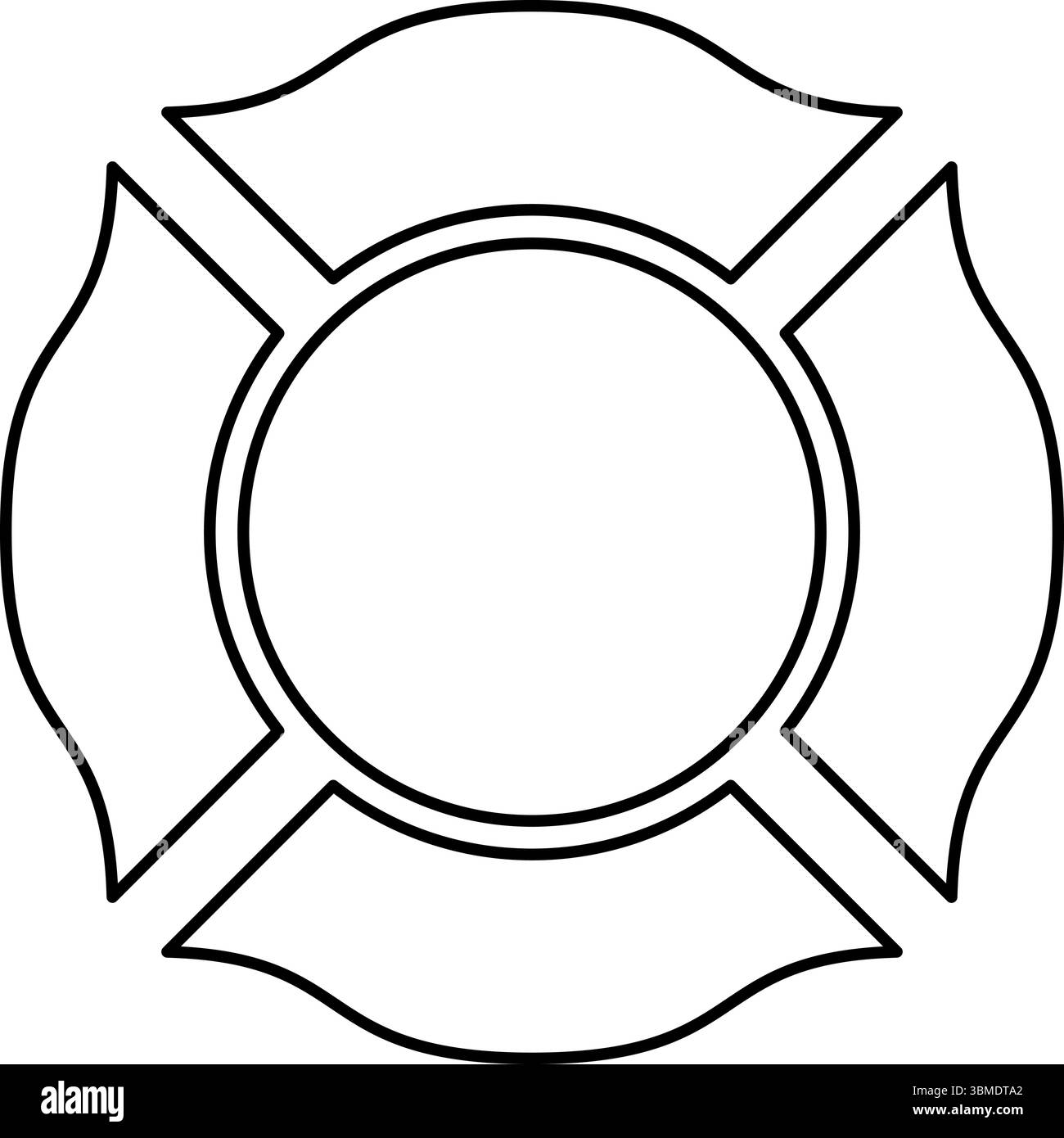 Pompier Cross Malte emblème pompier Department contour contour line icône noir illustration vectorielle image mince plat style simple Illustration de Vecteur