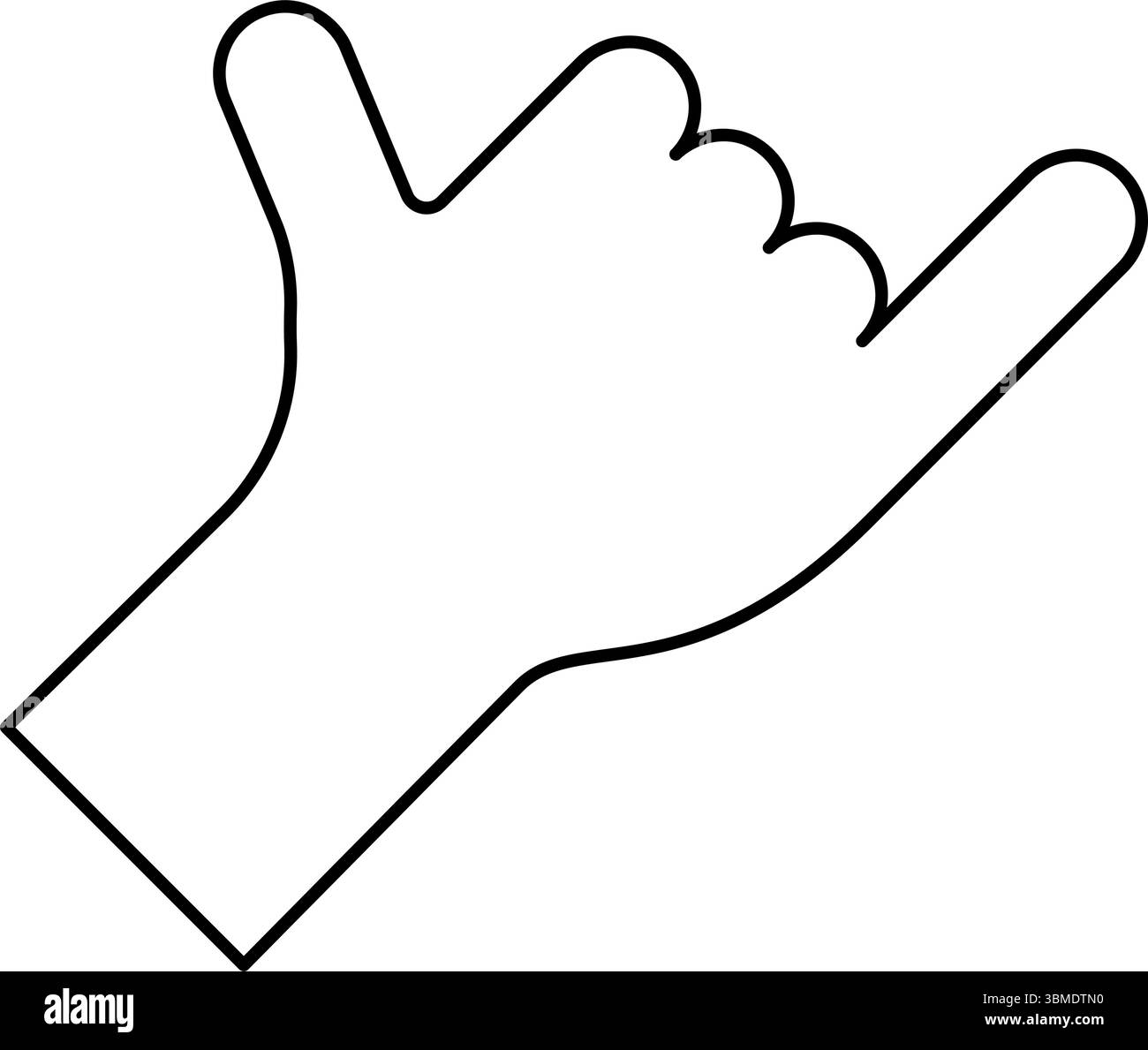 Shaka symbole main hawaïen signe de geste de salutation signe appelez-moi signe téléphone lâche surf up contour contour line icône noir image d'illustration vectorielle de couleur noire Illustration de Vecteur