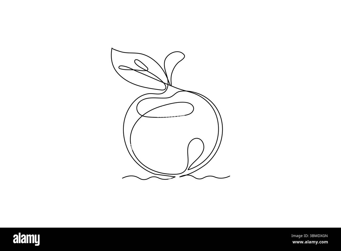 Apple continue d'une ligne art et frui contour isolé design minimaliste avec fond blanc Illustration de Vecteur