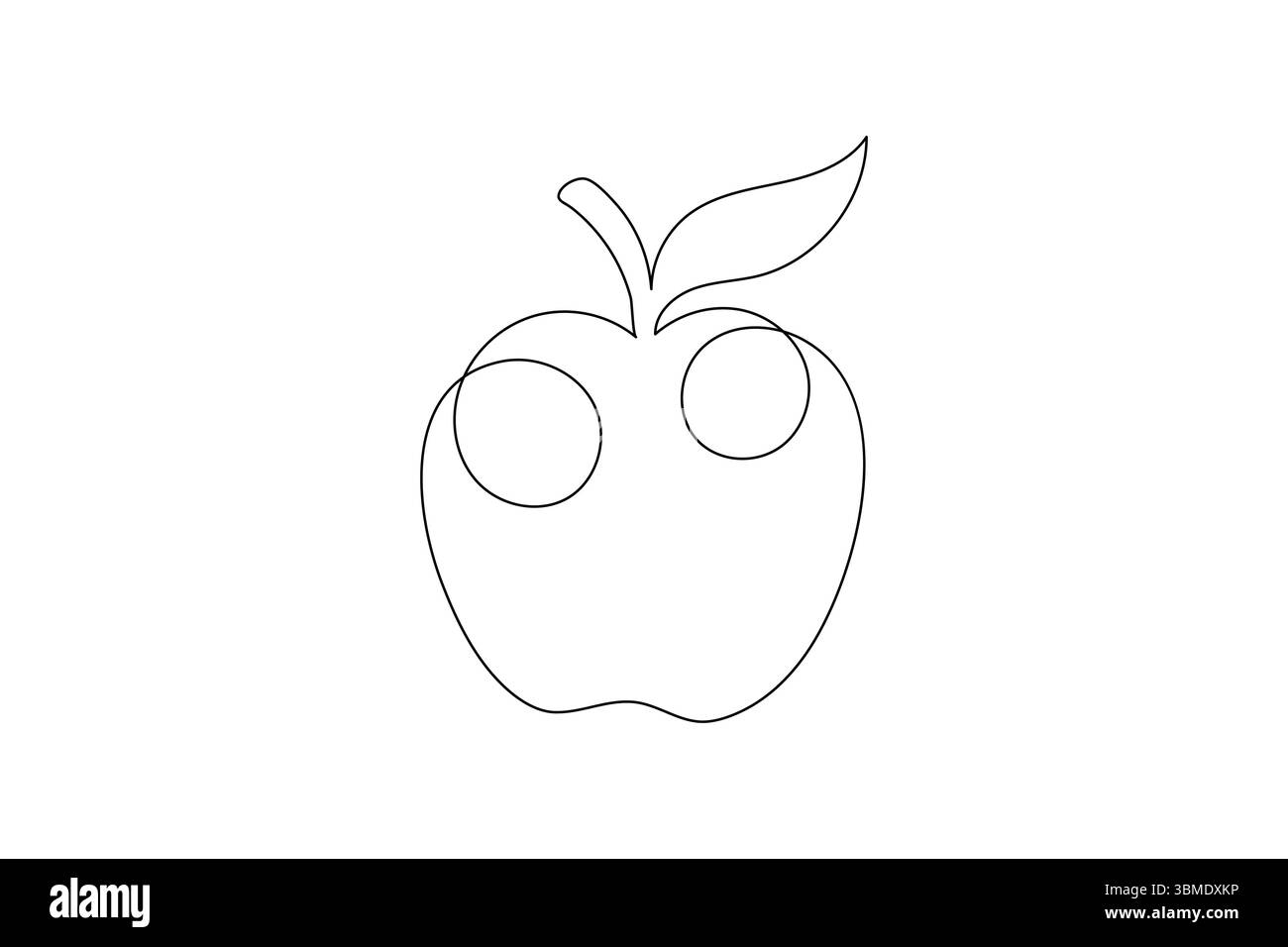Apple continue d'une ligne art et frui contour isolé design minimaliste avec fond blanc Illustration de Vecteur