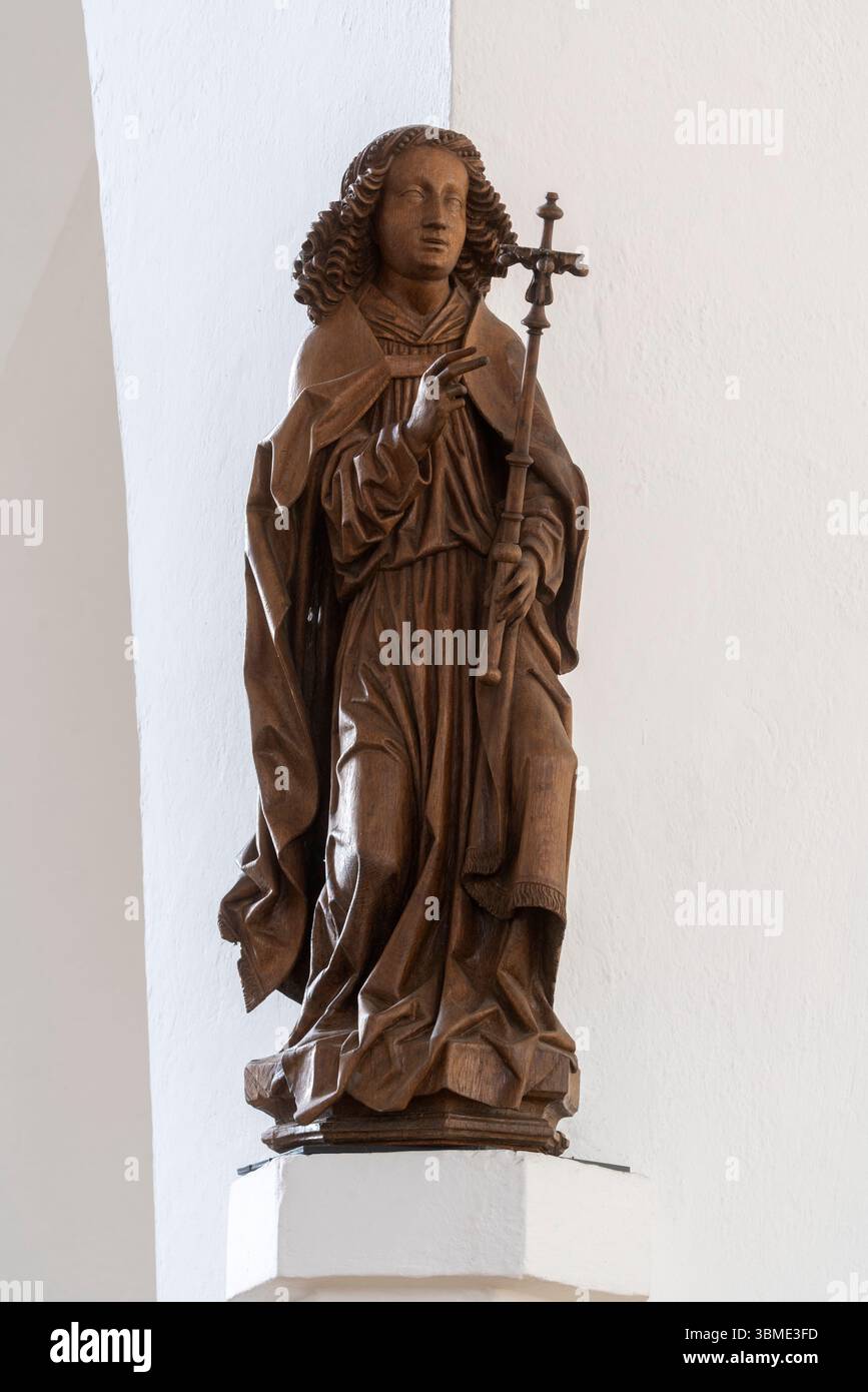Kirchen im Rhein-Kreis-Neuss, Grevenbroich-Noithausen, Mariä Geburt, Linker Pfeiler des Choreingangs, Figur einer spätgotischen Verkündigungsgrupp Banque D'Images