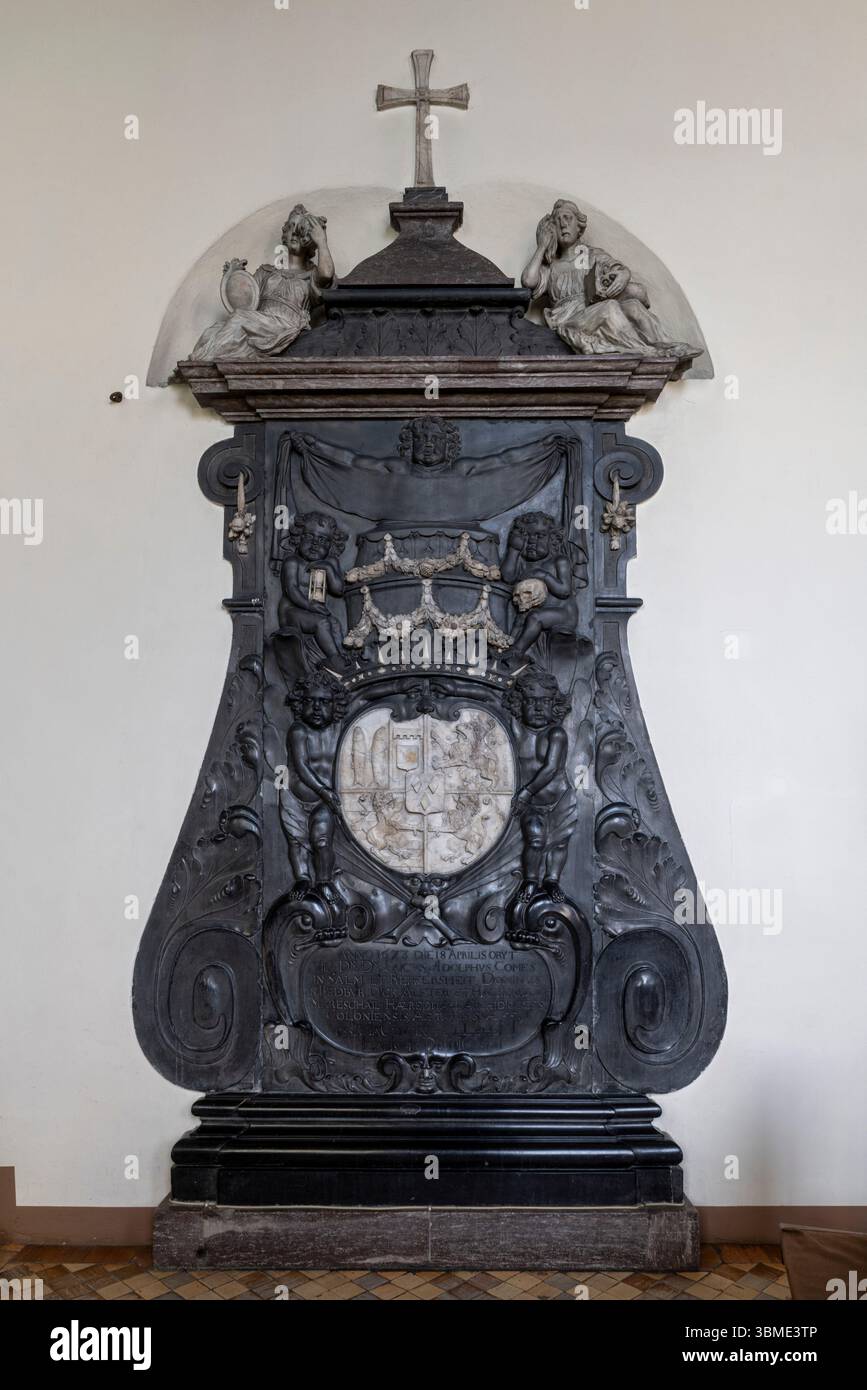 Kirchen im Rhein-Kreis-Neuss, Damm BEI Jüchen, Nikolauskloster, Klosterkirche, Epitaph für Graf Erich von Salm-Reifferscheidt, +1673 Banque D'Images
