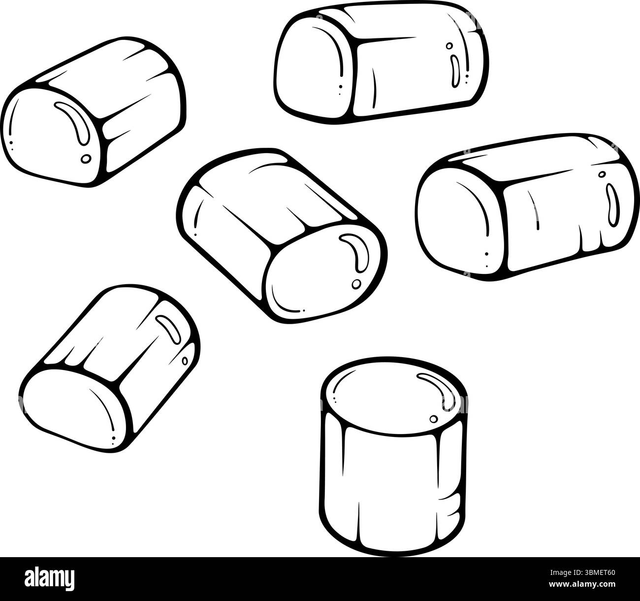 Ensemble de guimauves ovales dessin au trait Illustration de Vecteur