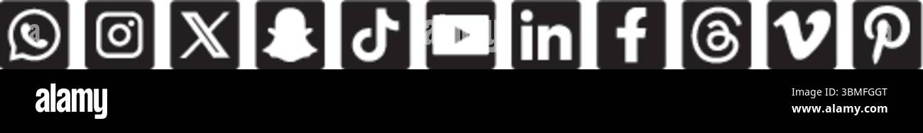Jeu d'icônes de plateformes de médias sociaux, WhatsApp, instagram, snapchat, tiktok, youtube, linkedin, facebook, vimeo, pinterest icônes Illustration de Vecteur