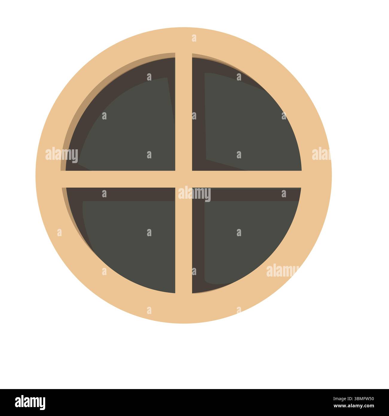 Fenêtre ronde de grenier. Illustration vectorielle isolée sur fond blanc. Illustration de Vecteur