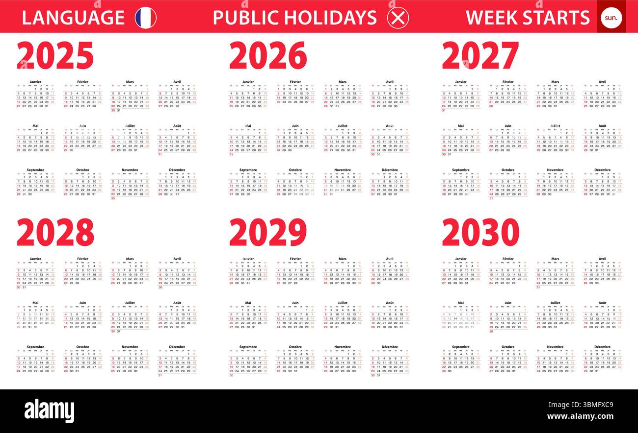 Calendrier français 2027 Banque de photographies et d’images à haute ...