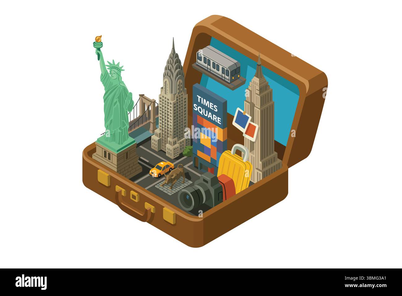 Une illustration vectorielle de New York City dans un concept de voyage isométrique valise Illustration de Vecteur