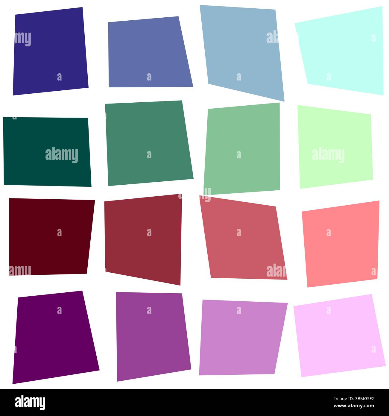 Nuances de palette de couleurs. Grille d'échantillonnage carrée. Tableau de sélection de peinture. Guide de couleurs vectorielles. Illustration de Vecteur