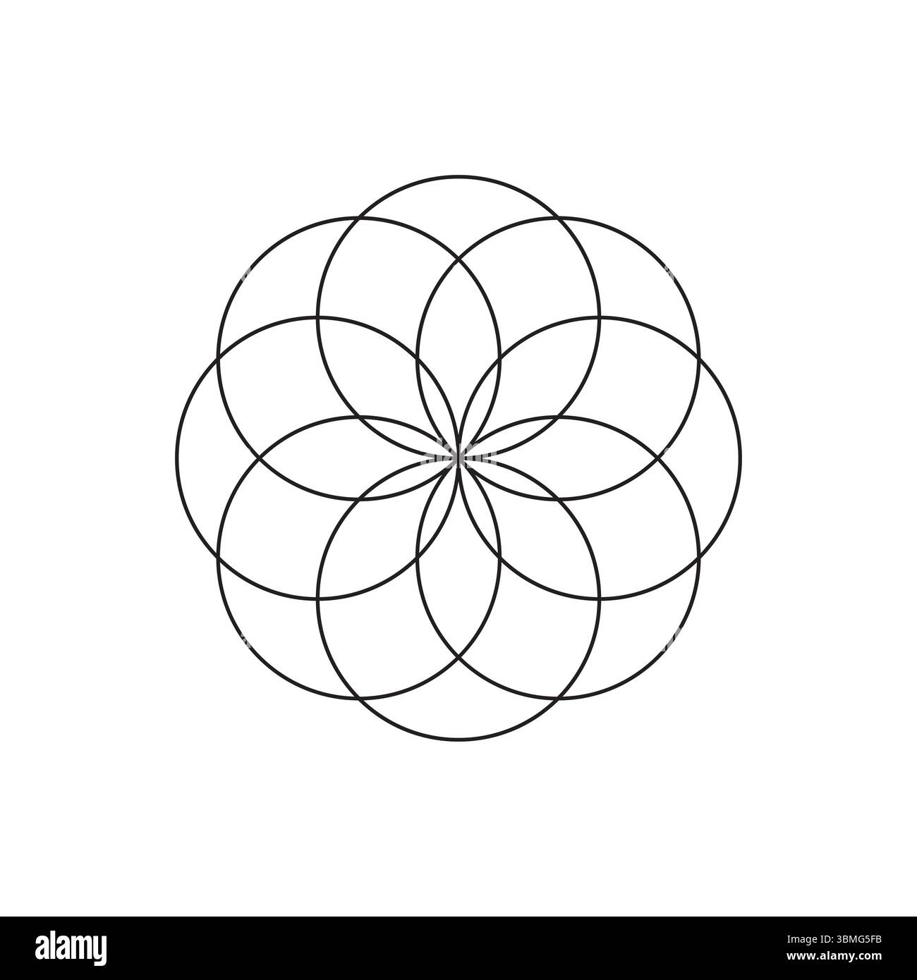 Motif géométrique de fleurs. Conception de géométrie sacrée. Mandala vectoriel linéaire. Forme d'ornement symétrique. Illustration de Vecteur