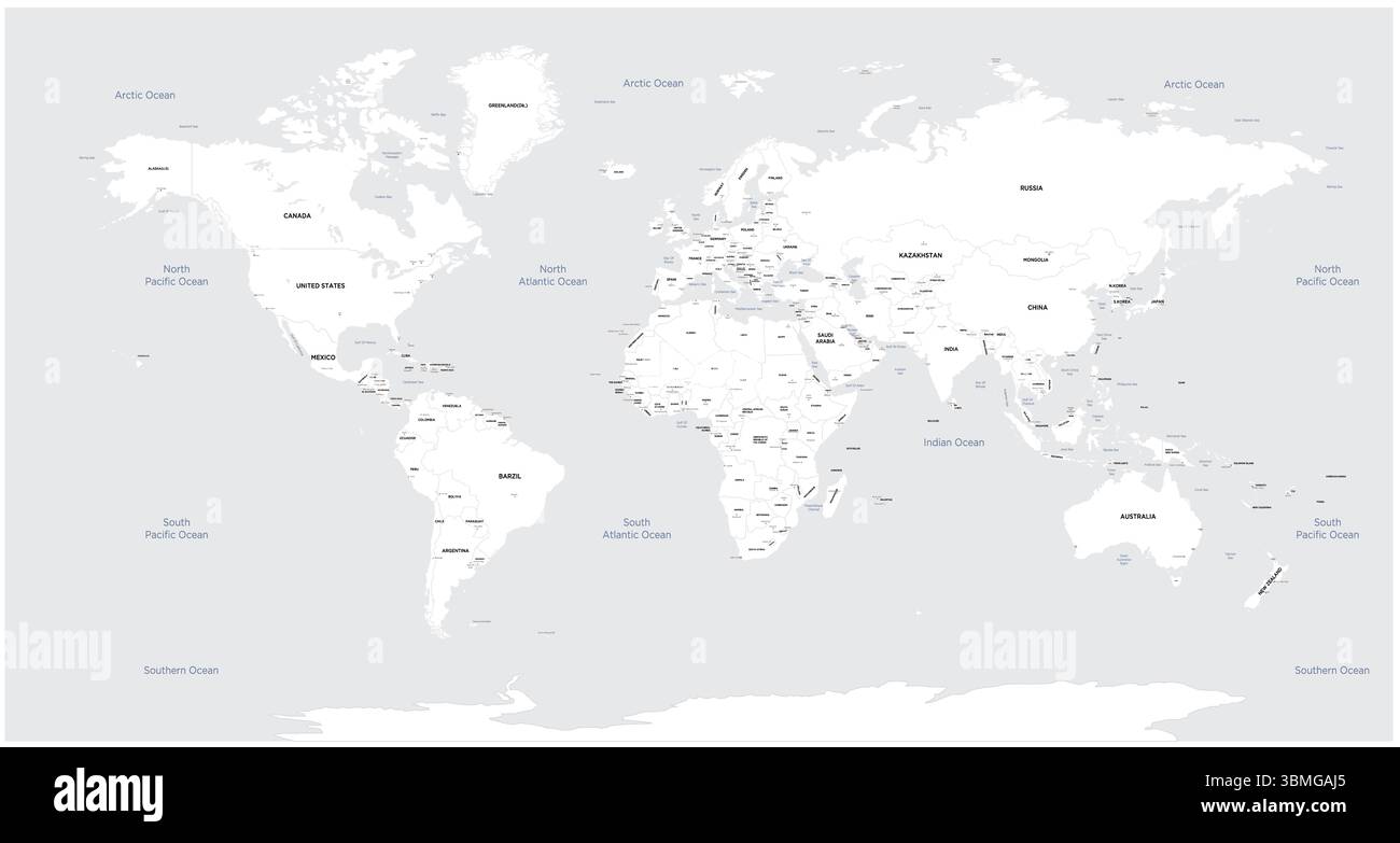 Vecteur de carte du monde. Illustration détaillée de Worldmap Banque D'Images