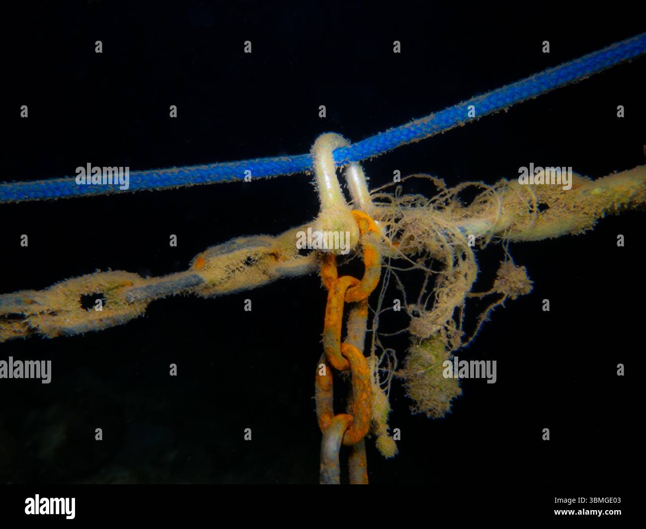 Dispositif d'amarrage sous l'eau Banque D'Images