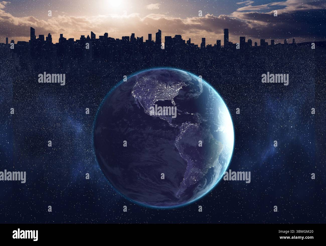 Photo de la terre en face d'une ville Banque D'Images