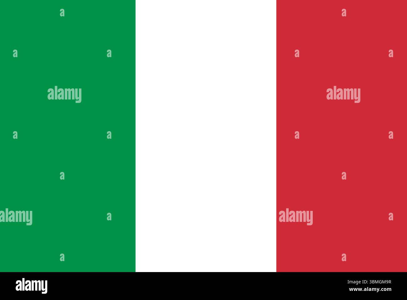 Illustration vectorielle plate montrant le drapeau italien avec trois bandes verticales sur fond transparent Banque D'Images