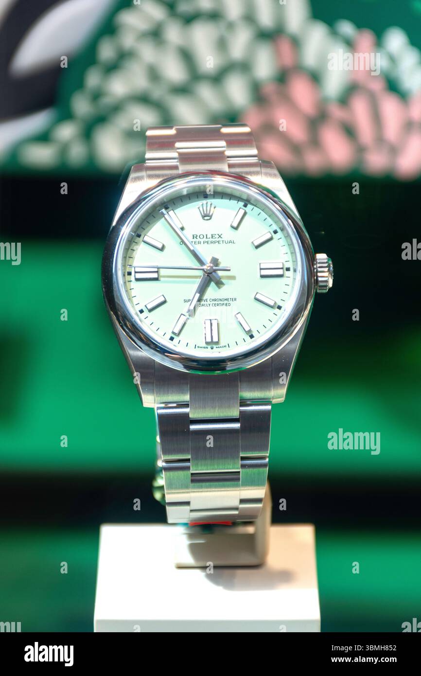 Montre-bracelet chronomètre Rolex Oyster Perpetual, Galeries Royales Saint-Hubert, Bruxelles-ville, ville de Bruxelles (Bruxelles), Royaume de Belgique Banque D'Images