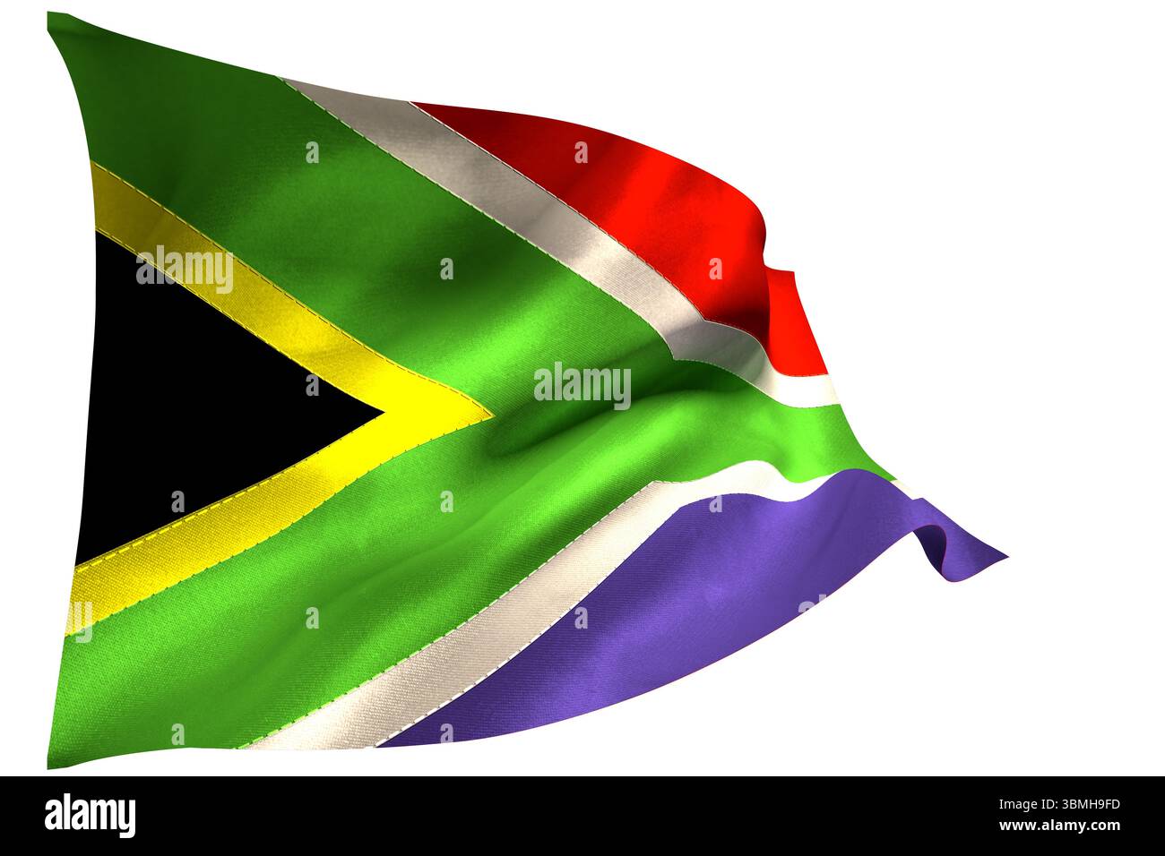 Afrique du Sud drapeau sur fond blanc Banque D'Images