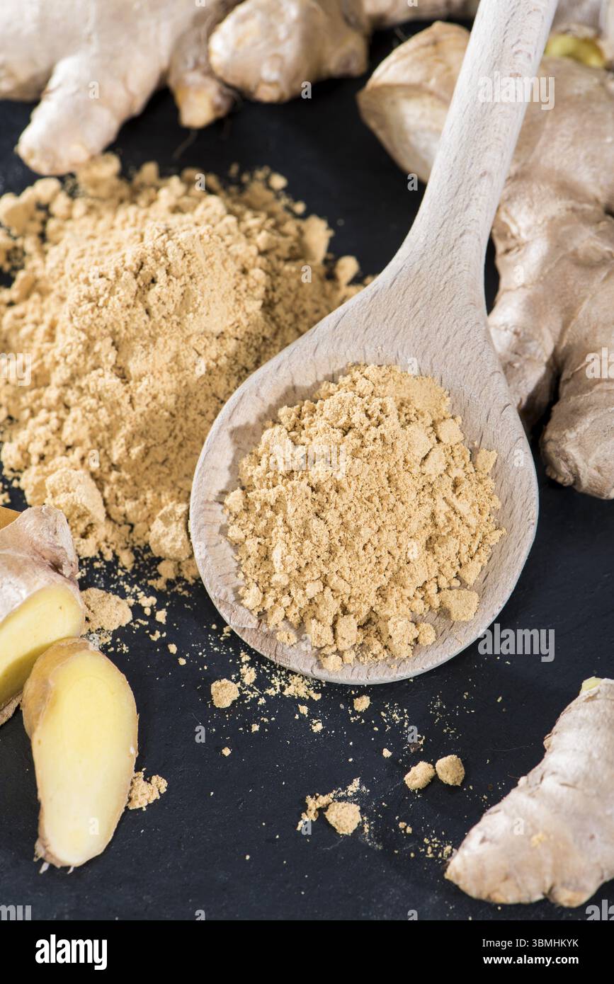 Partie de gingembre en poudre (détaillées close-up shot) Banque D'Images