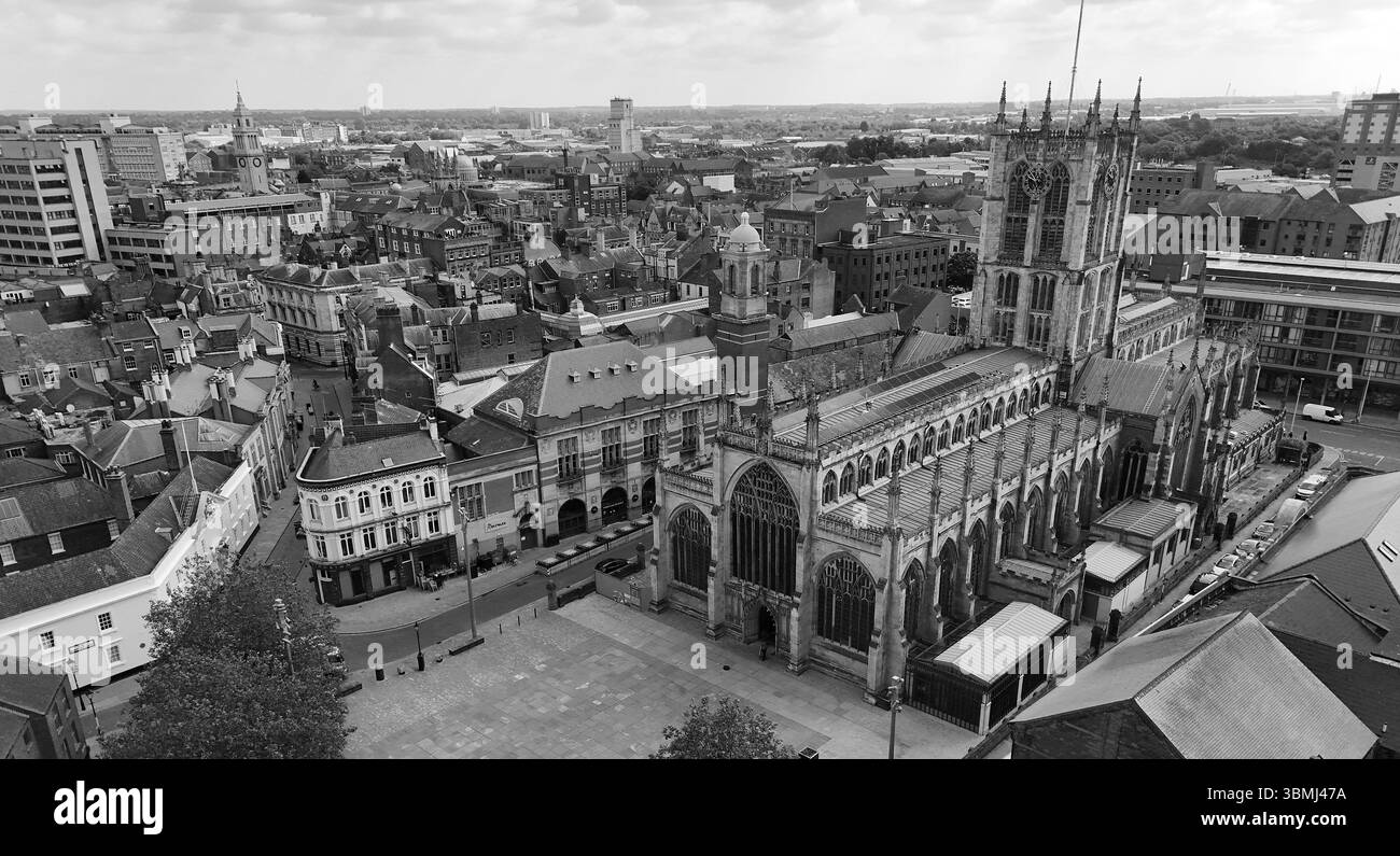 areal Views of Hull Minster est une église anglicane dans le centre de Hull. L'église s'appelait Holy Trinity Church. East Riding of Yorkshire, Angleterre Banque D'Images