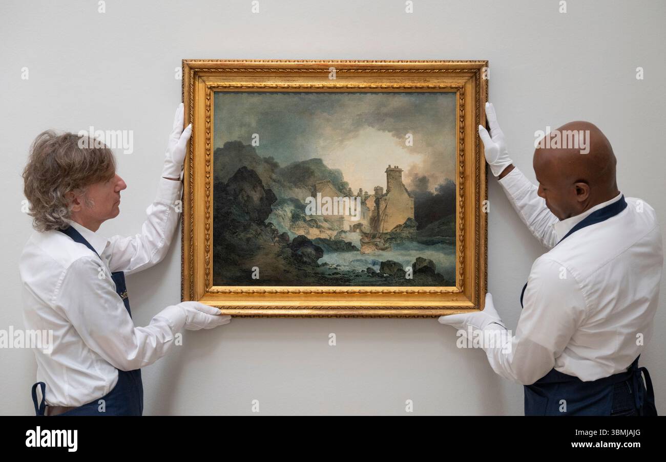 Sotheby's, Londres, Royaume-Uni. 27 juin 2025. Aperçu de la vente aux enchères Sotheby's Old Masters qui aura lieu le soir du 2 juillet. Les temps forts incluent : Joseph Mallord William Turner, R.A. The Rising Squall, Hot Wells, de St Vincent's Rock, Bristol. Montant estimatif : 200 000 à 300 000 £. Crédit : Malcolm Park/Alamy Live News Banque D'Images