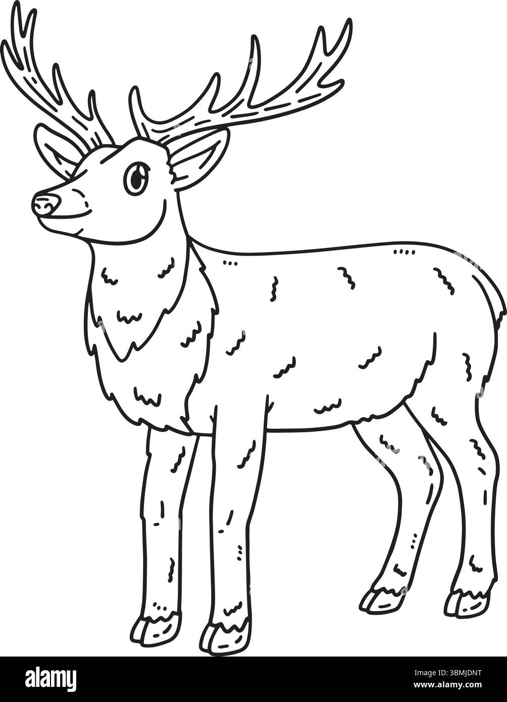 Page de coloriage isolé animal de la forêt Red Deer Illustration de Vecteur