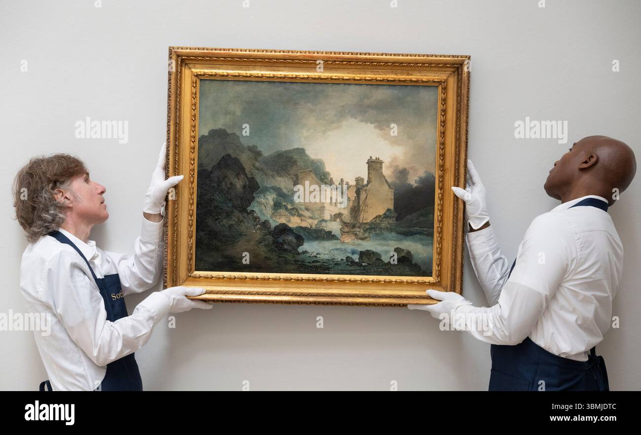 Sotheby's, Londres, Royaume-Uni. 27 juin 2025. Aperçu de la vente aux enchères Sotheby's Old Masters qui aura lieu le soir du 2 juillet. Les temps forts incluent : Joseph Mallord William Turner, R.A. The Rising Squall, Hot Wells, de St Vincent's Rock, Bristol. Montant estimatif : 200 000 à 300 000 £. Crédit : Malcolm Park/Alamy Live News Banque D'Images