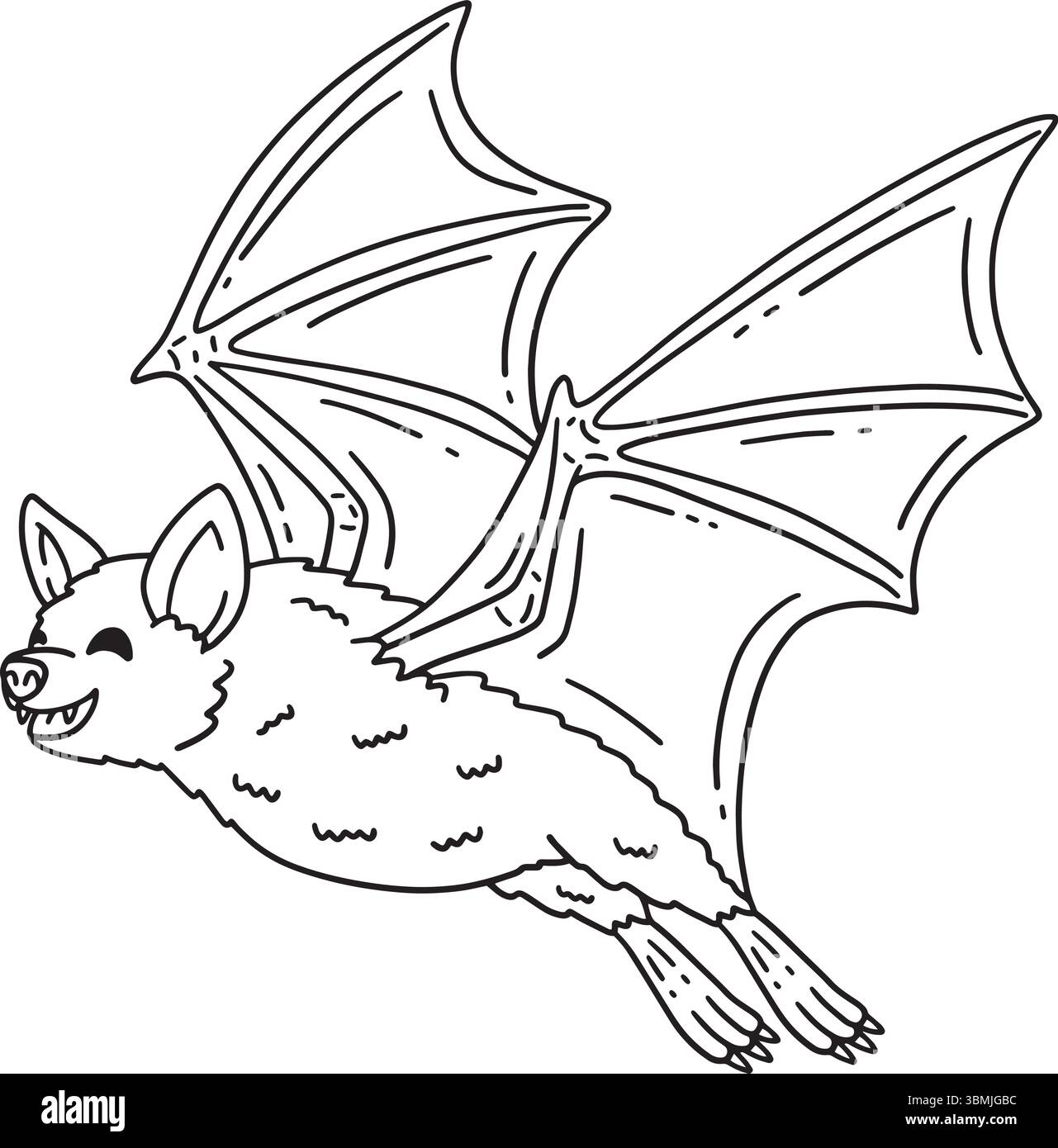 Page de coloriage isolé de chauve-souris animal de forêt pour les enfants Illustration de Vecteur
