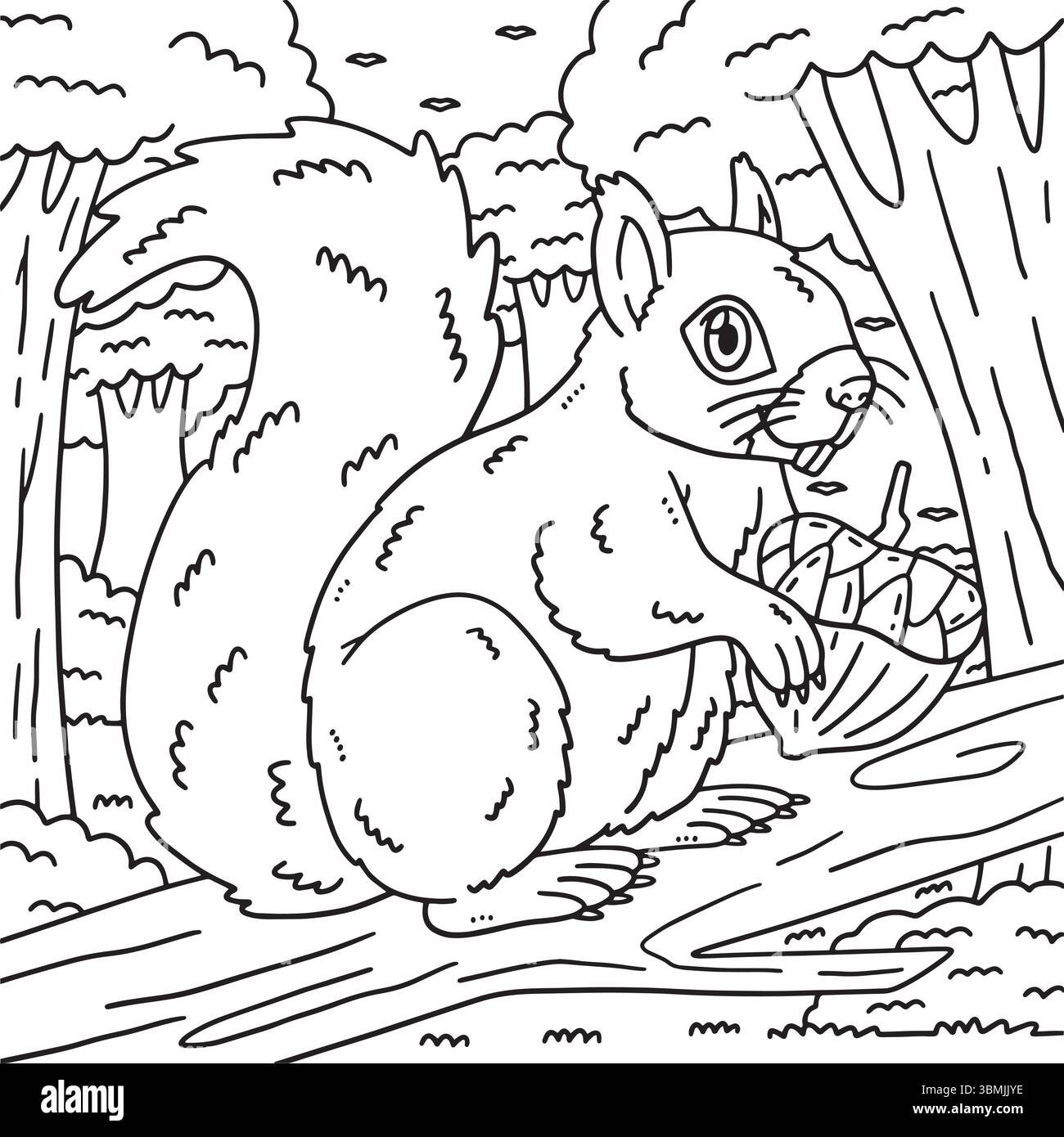 Page de coloration d'écureuil animal de forêt pour les enfants Illustration de Vecteur