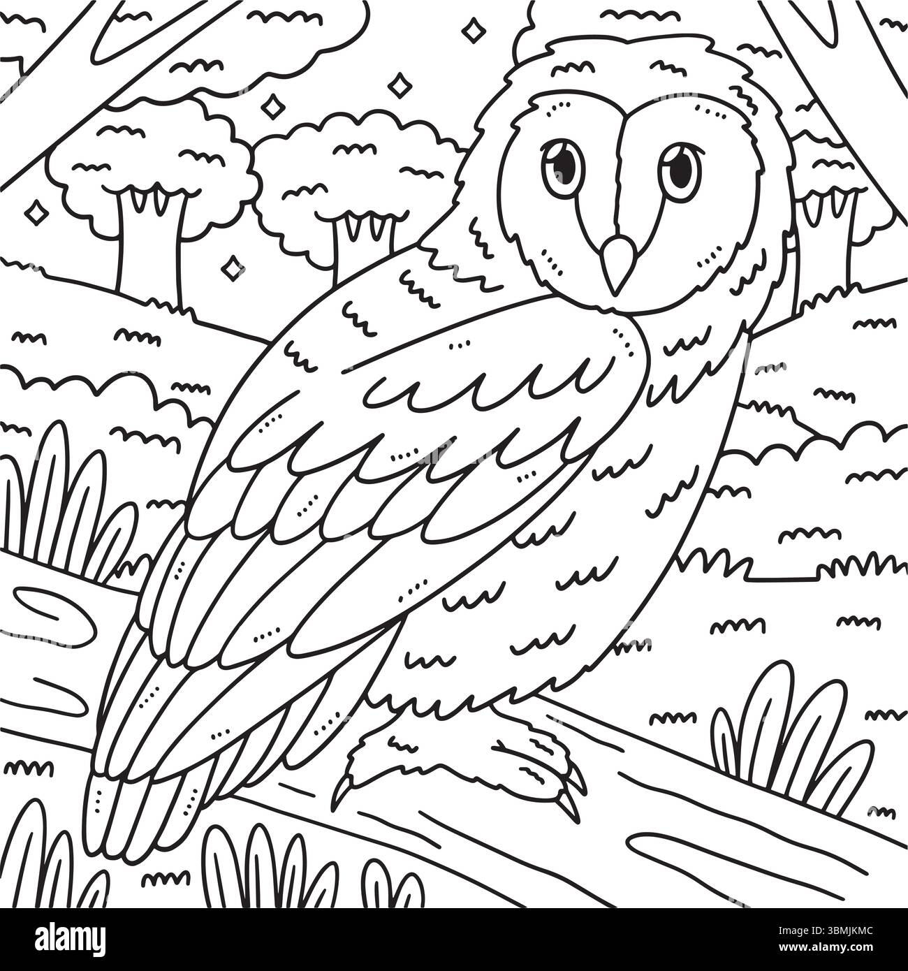 Forest animal Tawny Owl Coloriage page pour les enfants Illustration de Vecteur