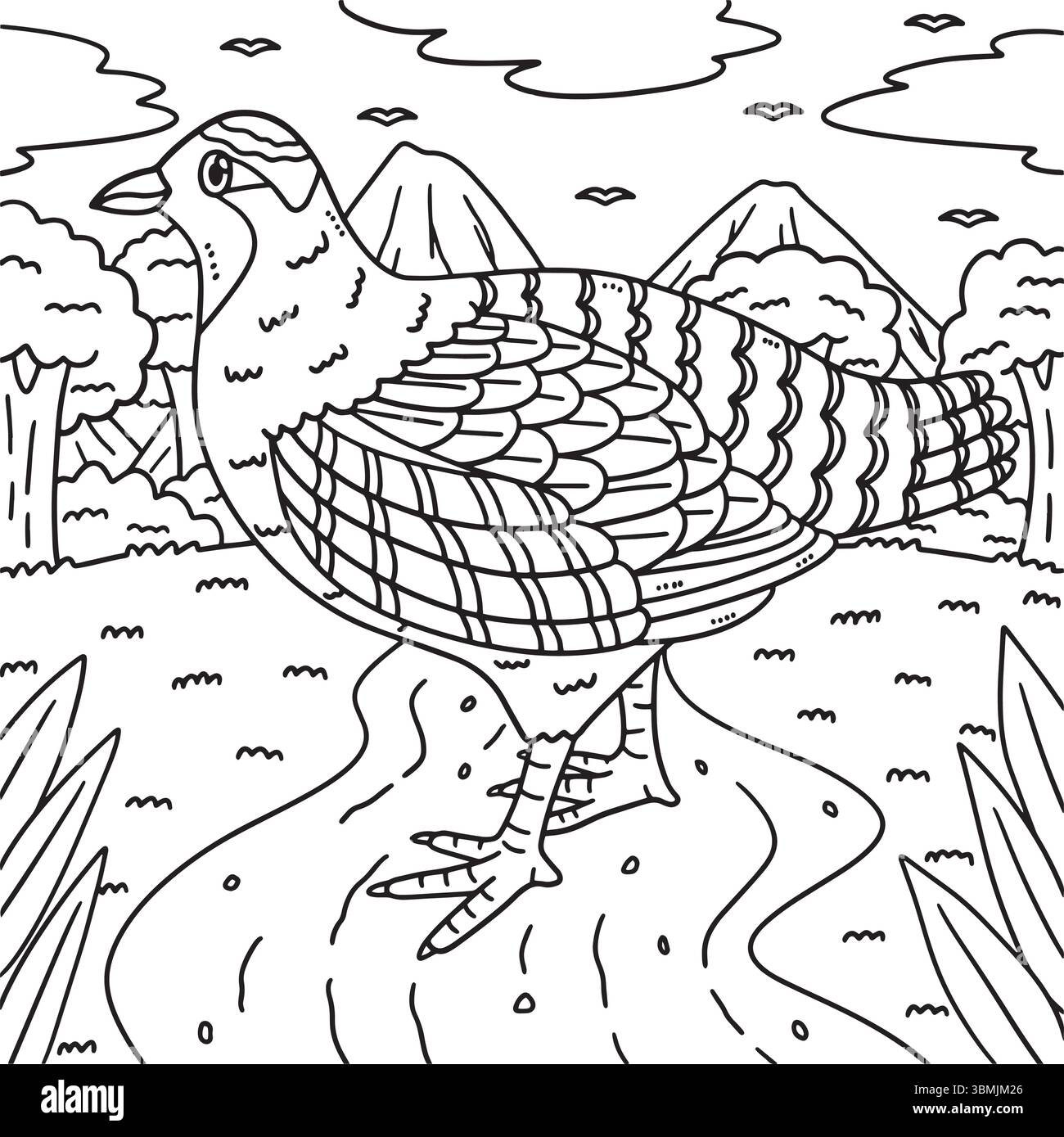 Page de coloriage de perdrix d'animaux forestiers pour les enfants Illustration de Vecteur