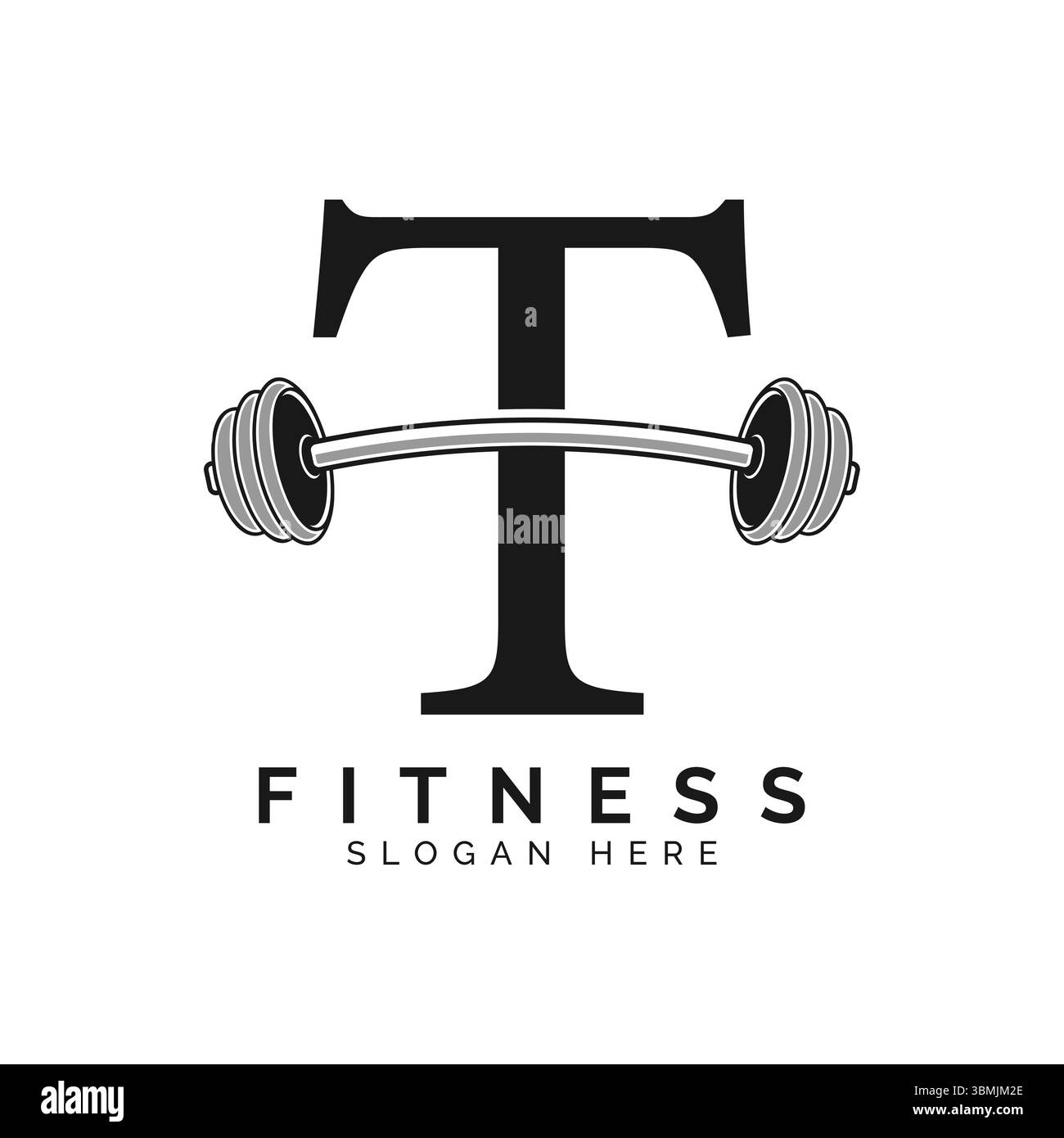 Logo lettre T Gym. Icône de symbole de barre alphabet T. Illustration de Vecteur