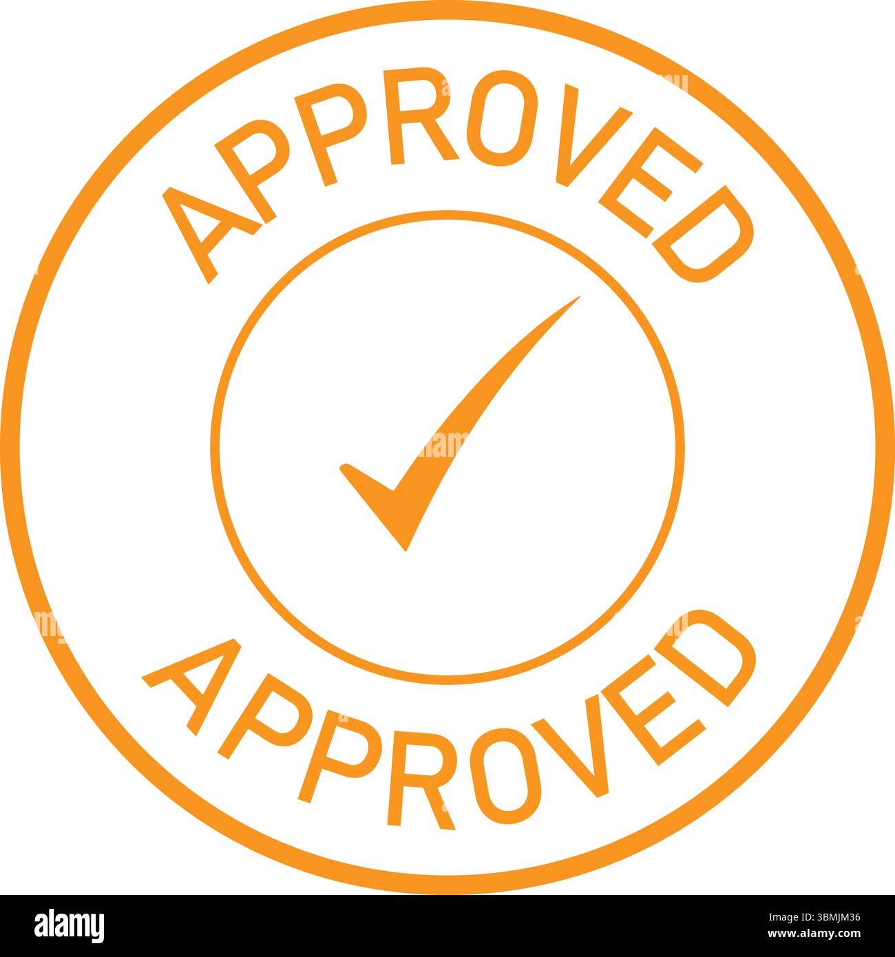 Icône Orange Approved Stamp avec coche sceau de validation officiel Illustration de Vecteur