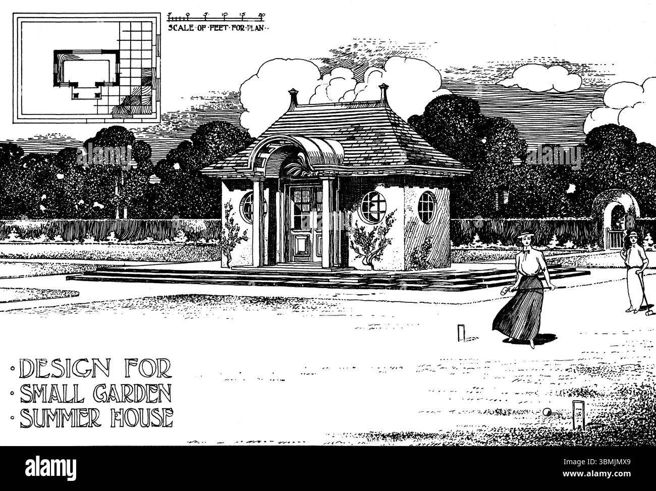 Conception d'une petite maison d'été de jardin édouardien par G Fraser de Studio Magazine 1903 Banque D'Images