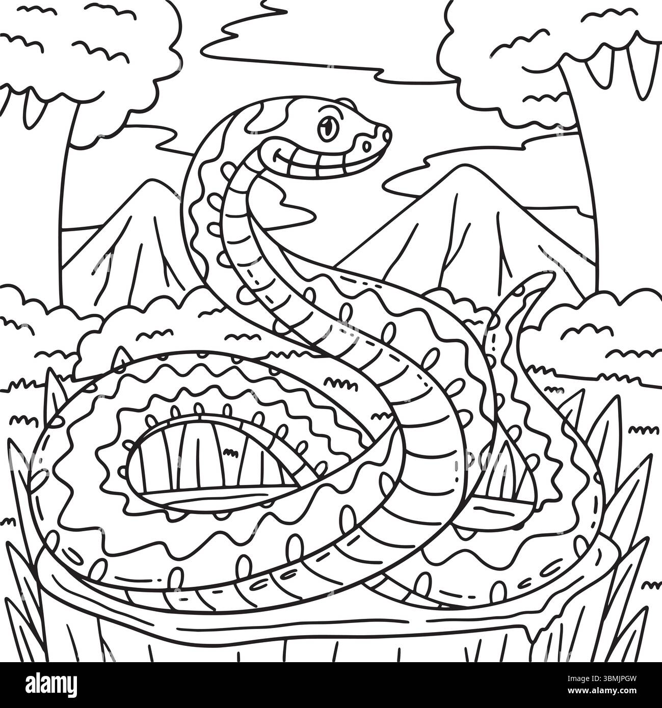 Page de coloration de l'Adder européenne d'animal forestier Illustration de Vecteur