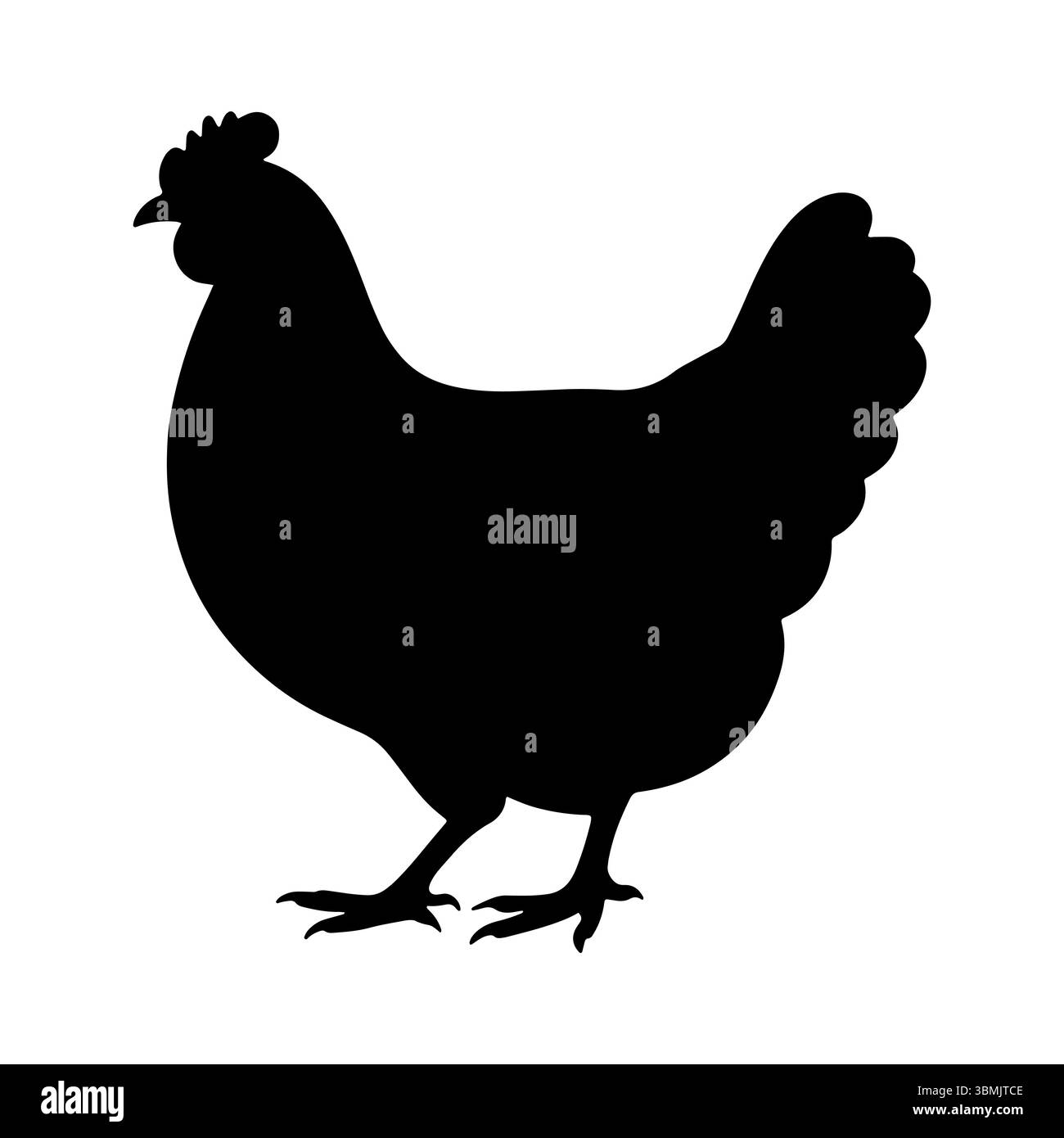 Silhouette de poulet ou silhouette de poule debout vue latérale Illustration de Vecteur