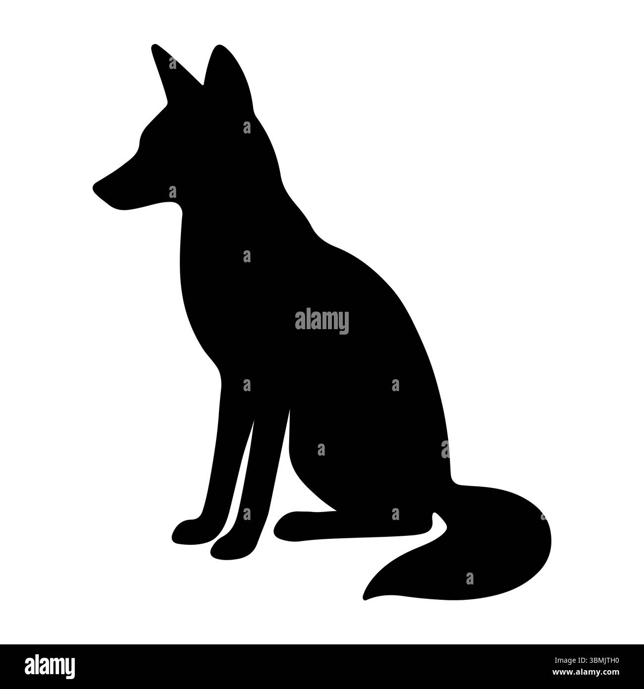 Silhouette de renard assise vue latérale Illustration de Vecteur