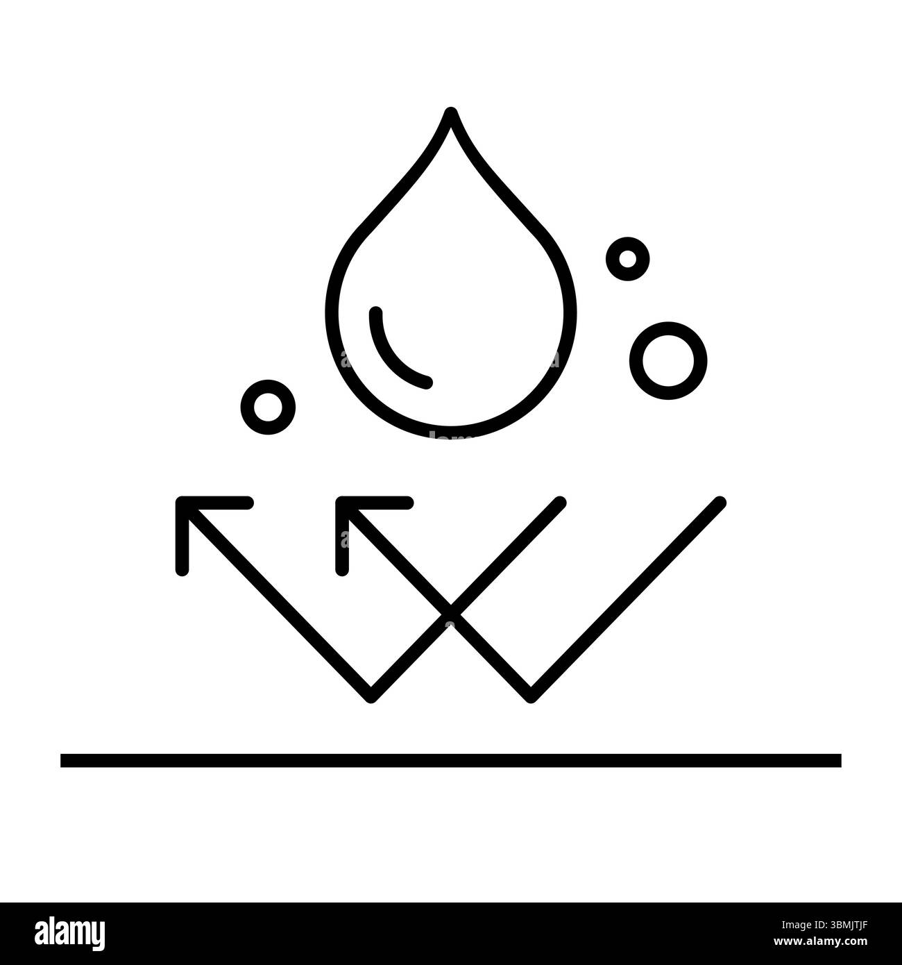 Icône de ligne étanche. Illustration vectorielle. Symbole de matériau hydrofuge. Panneau de surface résistant à l'eau. Barrière de protection pour vêtements, chaussures. Illustration de Vecteur