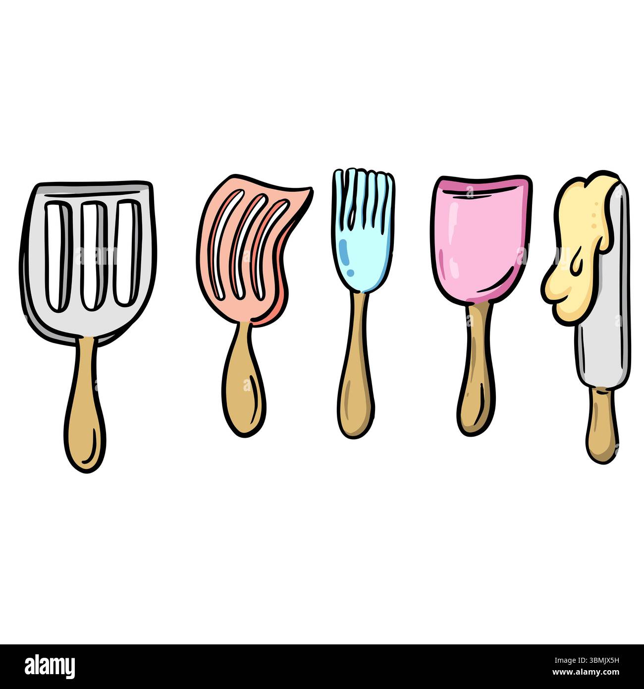 Dessin animé ustensile de cuisine Spatule icône Vector illustration Banque D'Images