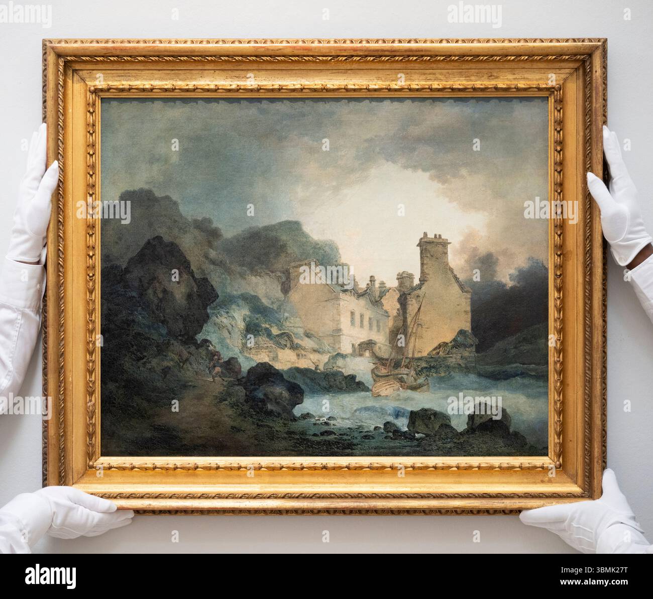 Sotheby's, Londres, Royaume-Uni. 27 juin 2025. Aperçu de la vente aux enchères Sotheby's Old Masters qui aura lieu le soir du 2 juillet. Les temps forts incluent : Joseph Mallord William Turner, R.A. The Rising Squall, Hot Wells, de St Vincent's Rock, Bristol. Montant estimatif : 200 000 à 300 000 £. Crédit : Malcolm Park/Alamy Live News Banque D'Images