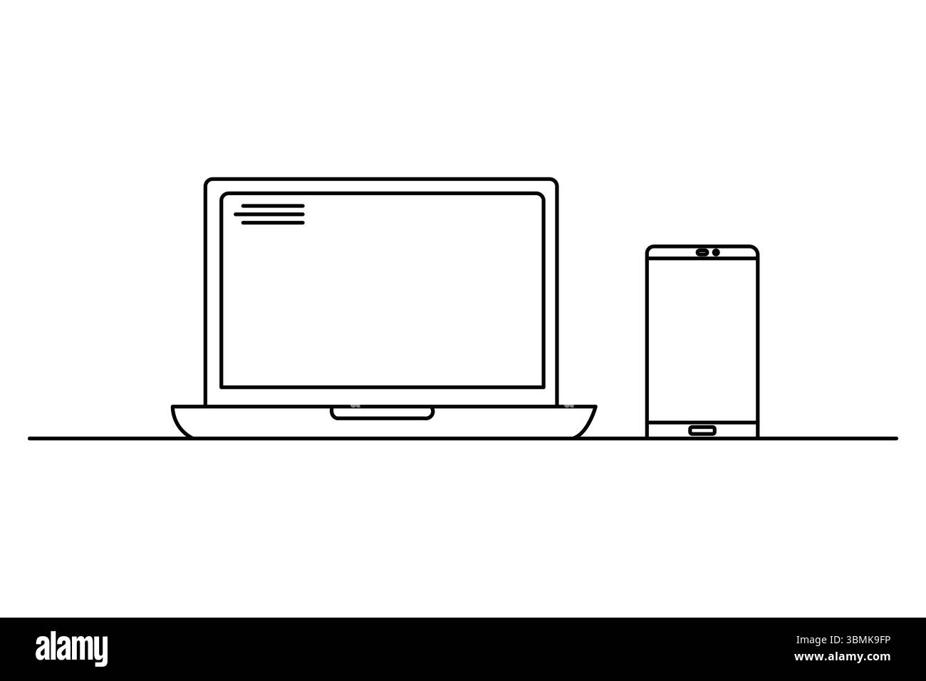 Icône d'art de dessin d'ordinateur portable à ligne unique continue et conception vectorielle Illustration de Vecteur