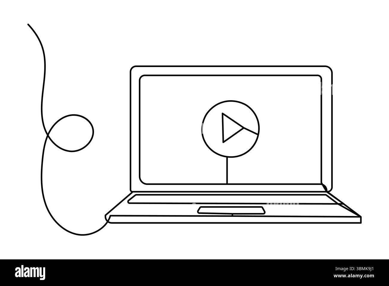 Icône d'art de dessin d'ordinateur portable à ligne unique continue et conception vectorielle Illustration de Vecteur