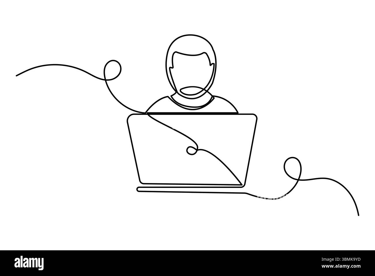 Icône d'art de dessin d'ordinateur portable à ligne unique continue et conception vectorielle Illustration de Vecteur