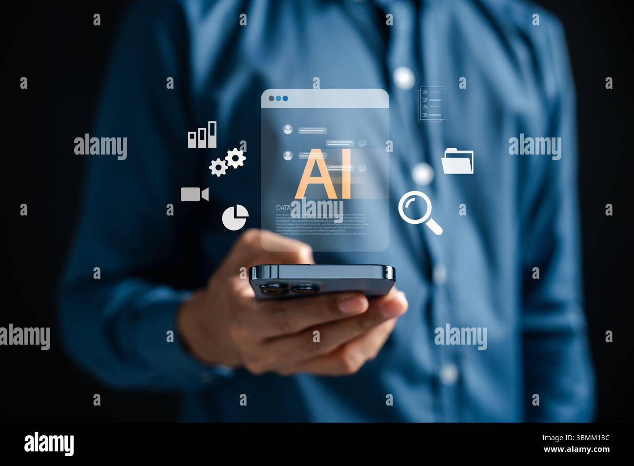 La technologie IA améliorant la stratégie SEO sur les appareils mobiles grâce à l'analyse des données et à l'optimisation du contenu Banque D'Images